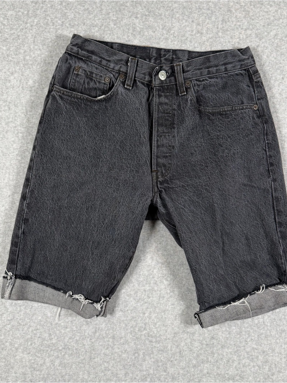 Levi's Black Washed Denim Cutoff Shorts